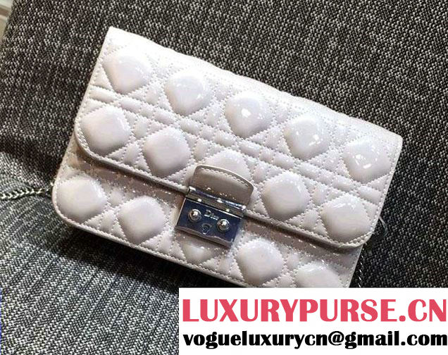 Miss Dior Patent Leather Promenade Pouch Bag Off White