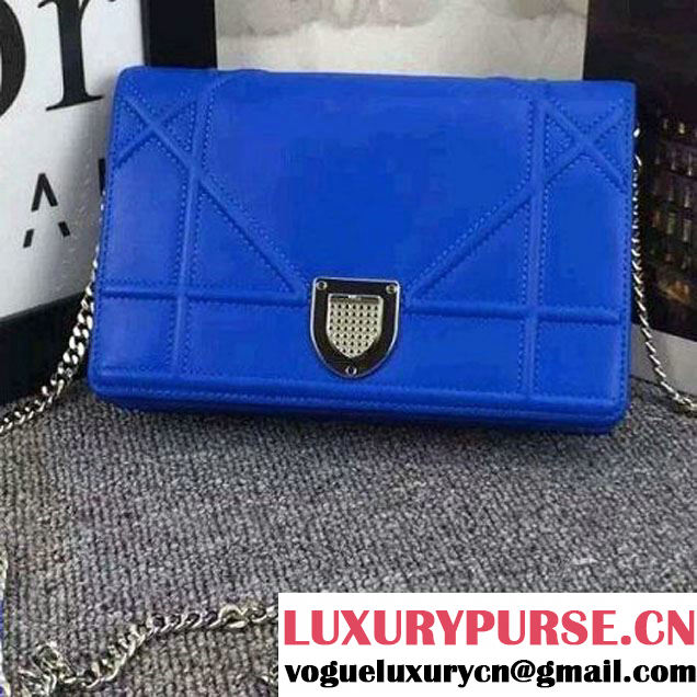 Dior Diorama Wallet On Chain In Smooth Calfskin Royal Blue 2016 (1C065-6102611 )