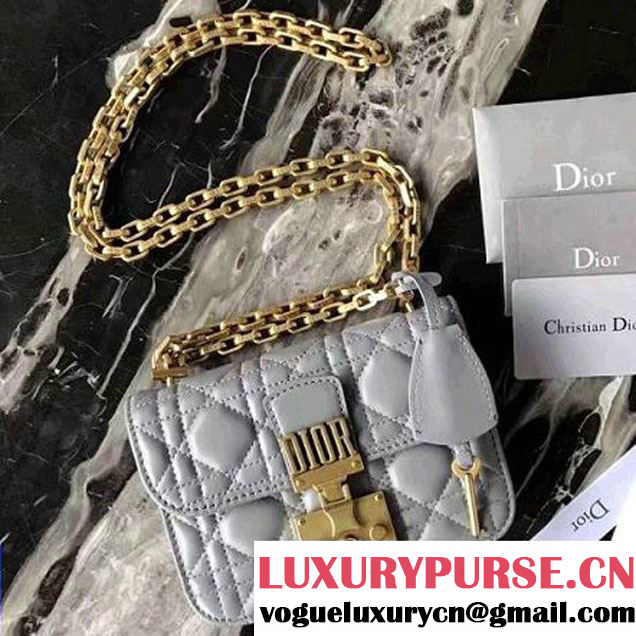 Dior "Dioraddict" Wallet On Chain Clutch In Grey Cannage Lambskin 2017 (2A055-7062309 )