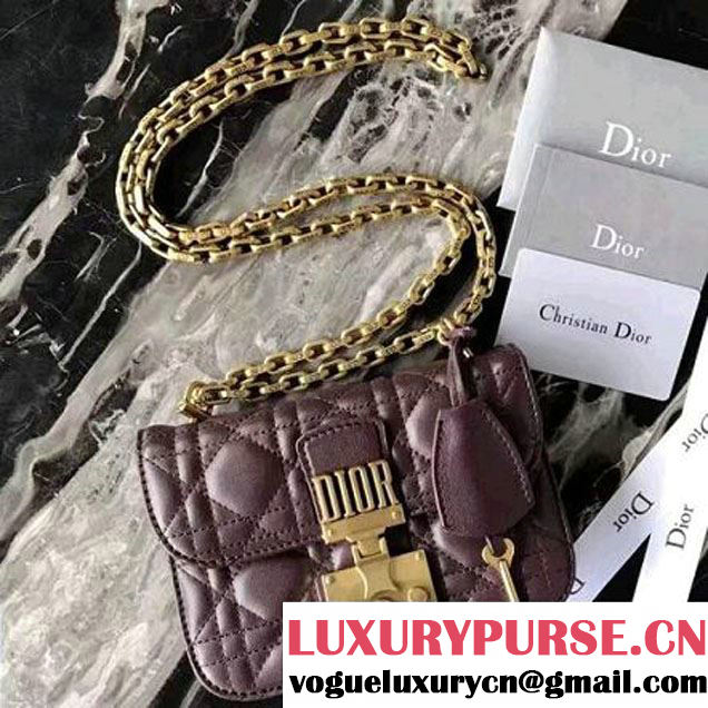 Dior "Dioraddict" Wallet On Chain Clutch In Amaranth-coloured Cannage Lambskin 2017 (2A055-7062315 )