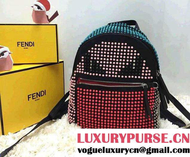 Fendi Beaded Monster Backpack Bag Black/Multicolor Pre Fall 2015