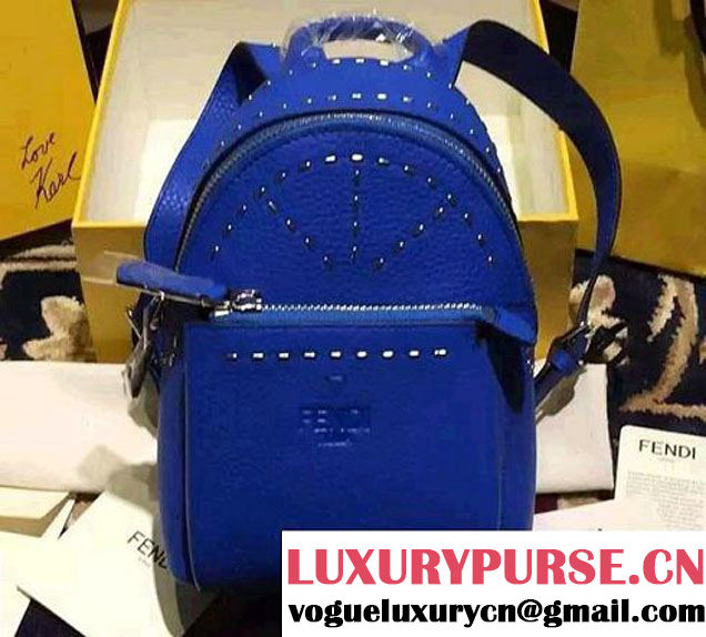 Fendi Togo Leather Mini Backpack Blue Runway 2016