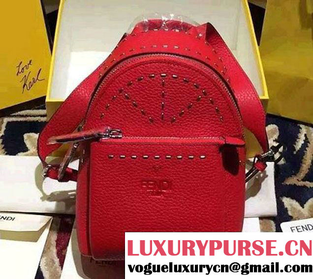 Fendi Togo Leather Mini Backpack Red Runway 2016