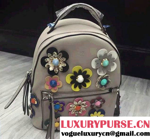 Fendi Flowerland Backpack Bag Gray 2016