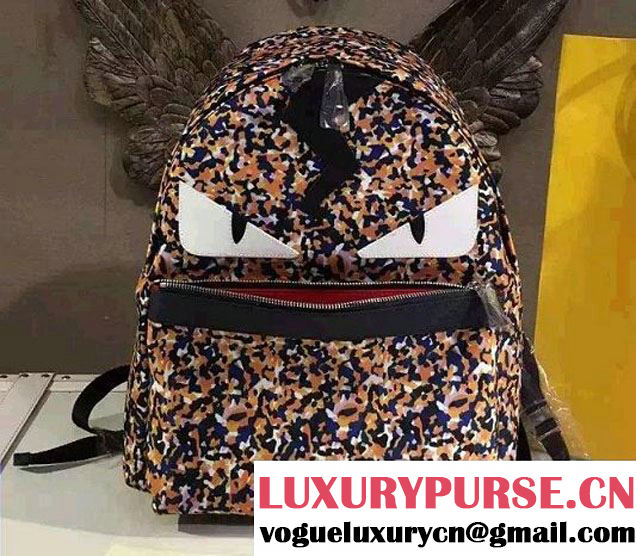 Fendi Multicolor Bag Bugs Granite Print Nylon Backpack Large Bag 2016