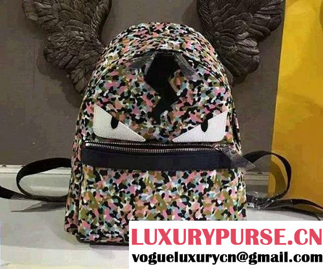 Fendi Multicolor Bag Bugs Granite Print Nylon Backpack Small Bag 2016