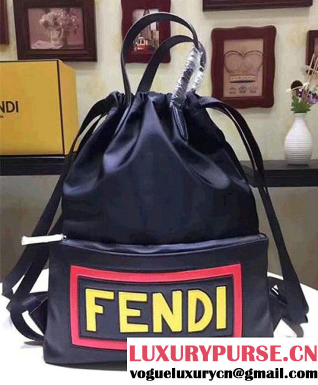 Fendi Faces Backpack Bag For Men With Elastic Opening Black 2017