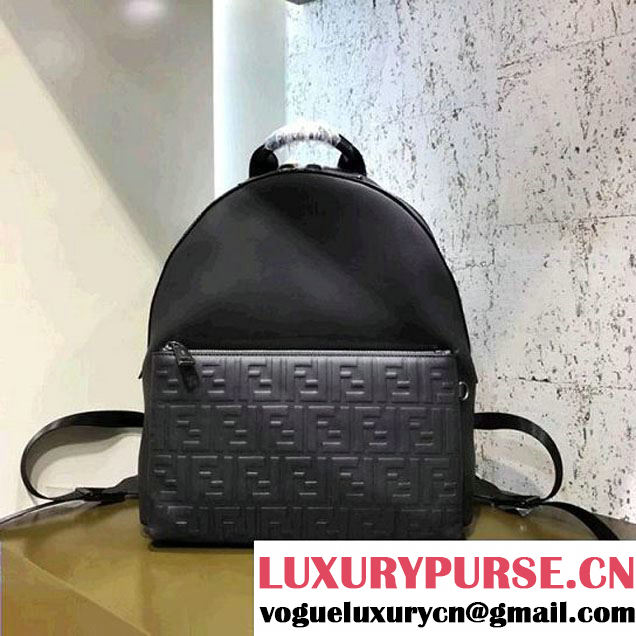 Fendi Embossed FF Black Leather Backpack 2018 (CL-8010418 )