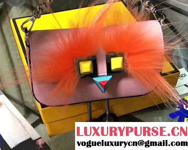 Fendi Legs with Shoes Leather And Fur Micro Baguette Bag Pink 2017