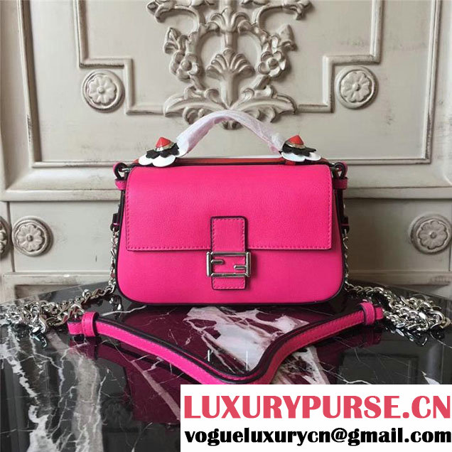 Fendi Double Micro Baguette Bag 18cm Calfskin Leather Fall Winter 2017 Bag Collection Fuchsia White