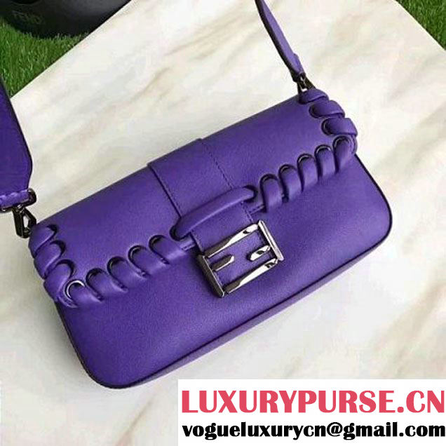 Fendi Calfskin Baguette Shoulder Bag with Weave Edge Purple 2017 (CL-7110805 )