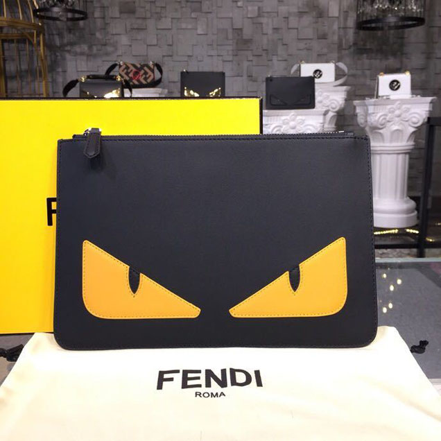 Fendi Selleria Monster Pouch 30cm Bag Spring Summer 2018 Collection Black Yellow