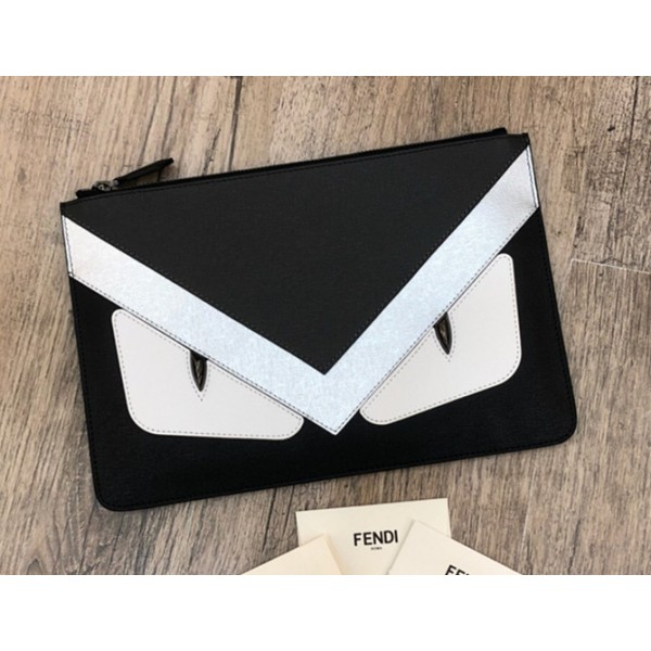 Fendi Bag Bug V Leather Clutch Black 2018