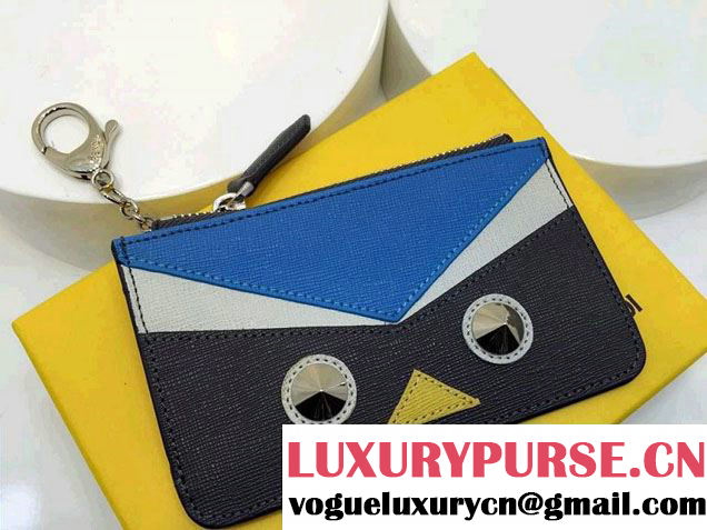 Fendi Bird Eyes Leather Zip Pouch Blue 2014