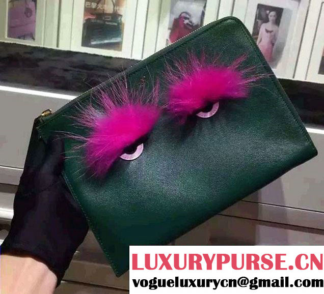 Fendi Bag Bugs Clutch Pouch Green 2015