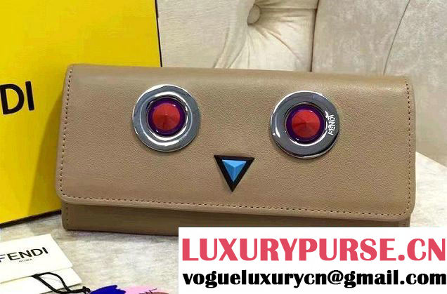 Fendi Multicolored Metal and Square Eyes Continental Wallet Apricot 2017