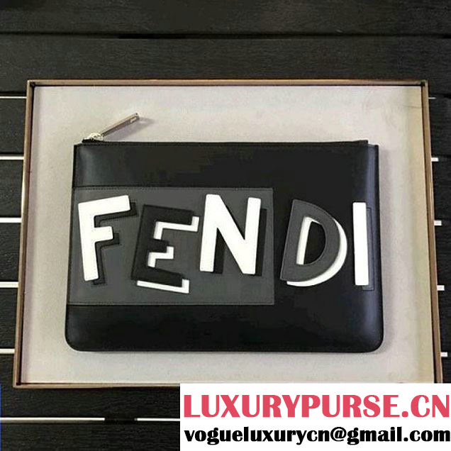 Fendi Multicolor Leather Pouch With FENDI Inlays Black 2018 (CL-8010517 )