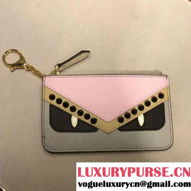 Fendi Studs Multicolor Leather Bag Bugs Little Keyring Pouch Pink 2018 (CL-8010309 )