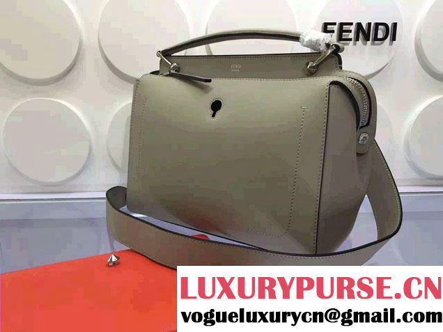 Fendi Fashion Show Dotcom Bag Dove Gray with Red Clutch 2016