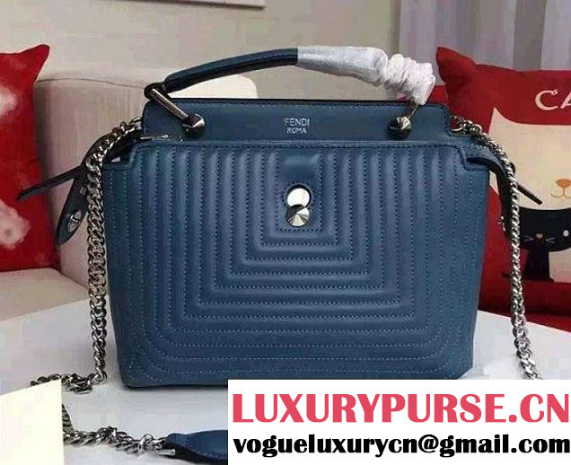 Fendi Quilted Leather Dotcom Click Small Bag Sky Blue 2016