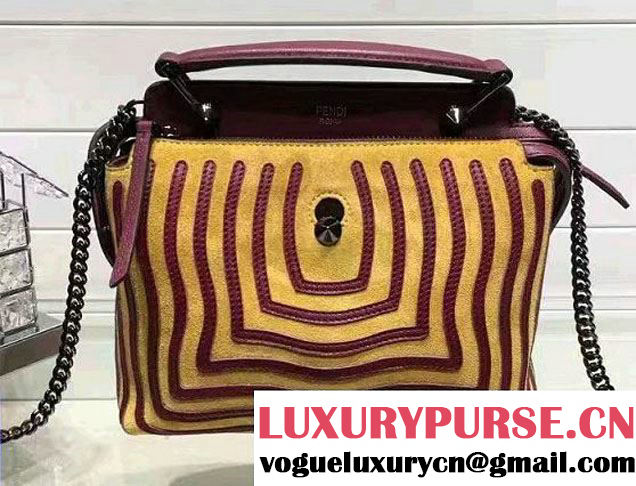 Fendi Hypnotic Wave Pattern Quilted Leather Dotcom Click Small Bag Yellow/Dark Red 2016