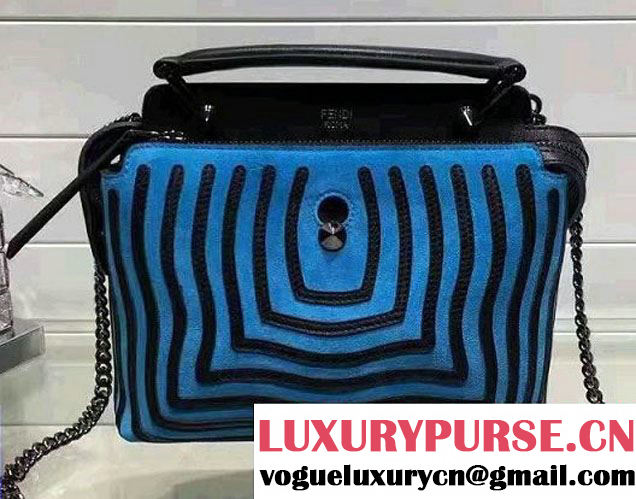 Fendi Hypnotic Wave Pattern Quilted Leather Dotcom Click Small Bag Blue/Black 2016