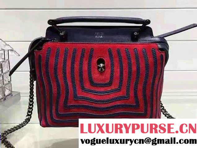 Fendi Hypnotic Wave Pattern Quilted Leather Dotcom Click Small Bag Red/Dark Blue 2016