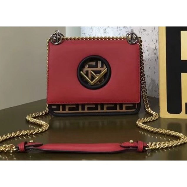 Fendi Mini Kan I F Logo Bag FF Red/Brown 2018