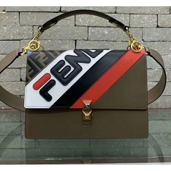 Fendi Kan I Mania Flap Top Handle Bag Taupe 2018