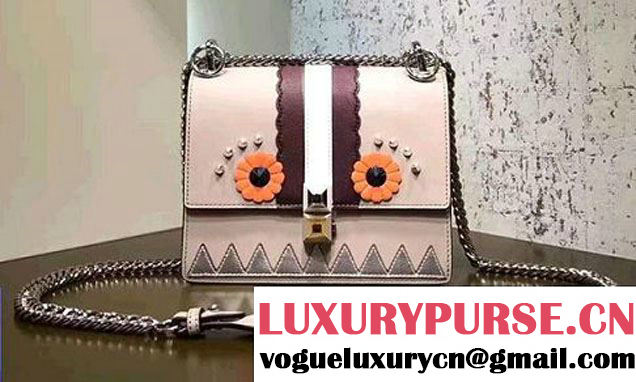 Fendi Kan I Small Studs And Flower Details Constrasting Inlays Mini Bag Grey 2017