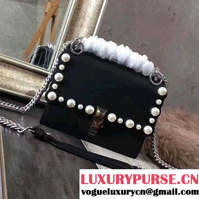 Fendi Pearl Embellished Kan I Mini Bag Black 2017 (AFEI-7101703 )