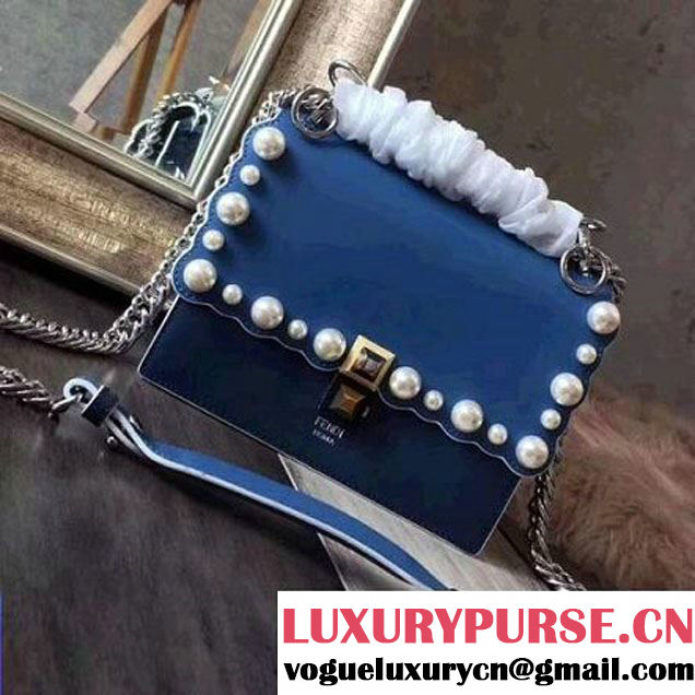 Fendi Pearl Embellished Kan I Mini Bag Blue 2017 (AFEI-7101701 )