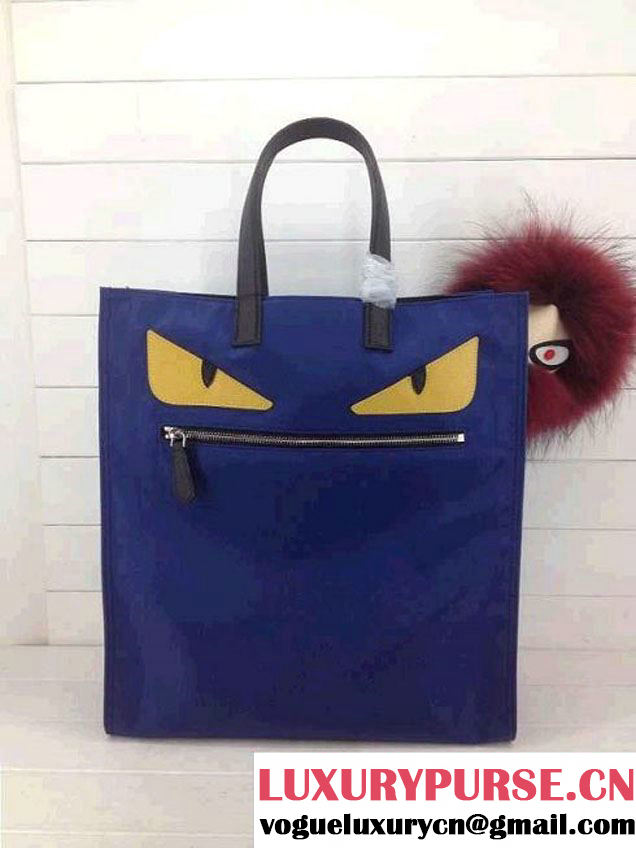 Fendi Eyes Monster Shopping Tote Bag Bugs Blue 2014