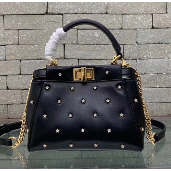 Fendi Peekaboo in Star Stud Supple Lambskin Black 2018