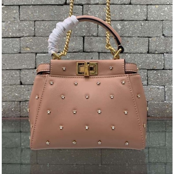 Fendi Peekaboo in Star Stud Supple Lambskin Nude 2018