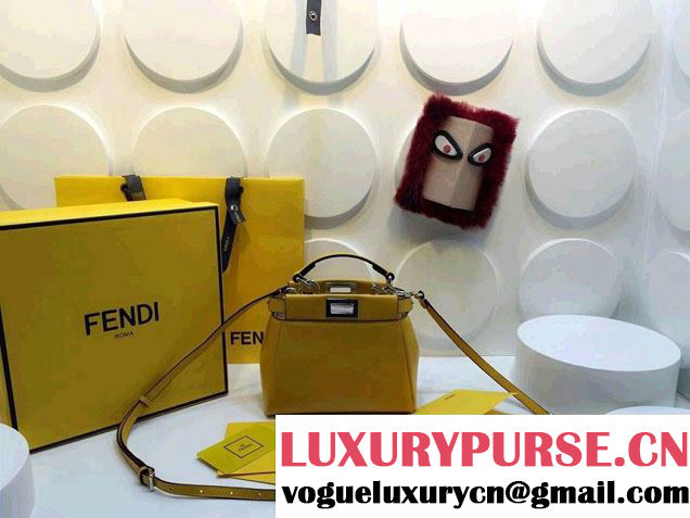 Fendi Peekaboo Micro Tote Bag Yellow Spring 2015