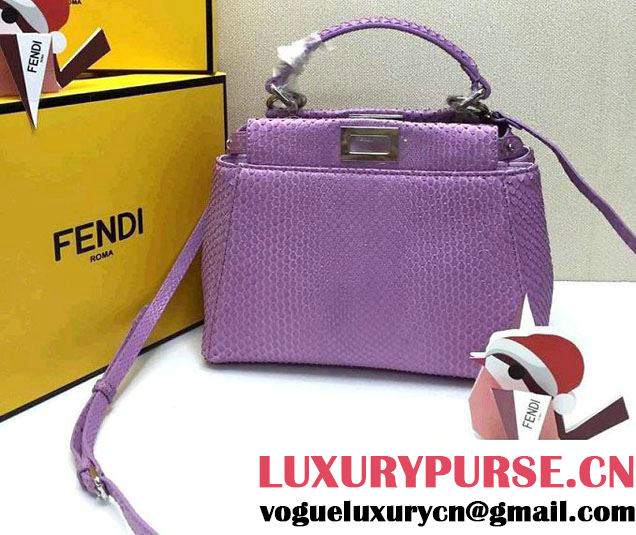 Fendi Python Peekaboo Mini Tote Bag Lavender Spring 2015