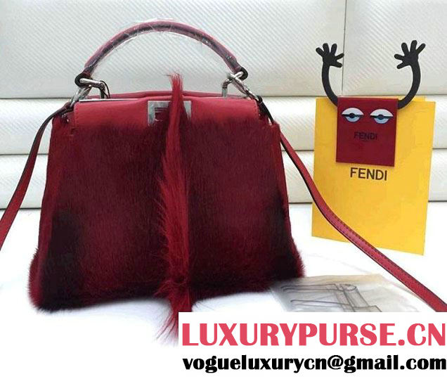 Fendi Peekaboo Fur and Calfskin Bag Red Fall 2014