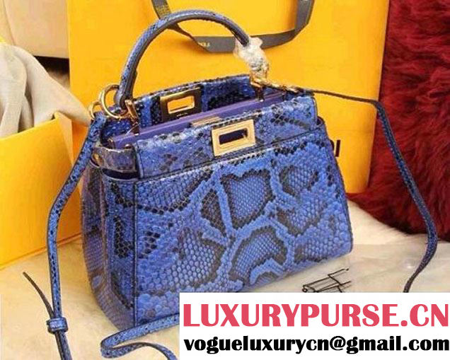 Fendi Python Mini Peekaboo Bag Blue 2014