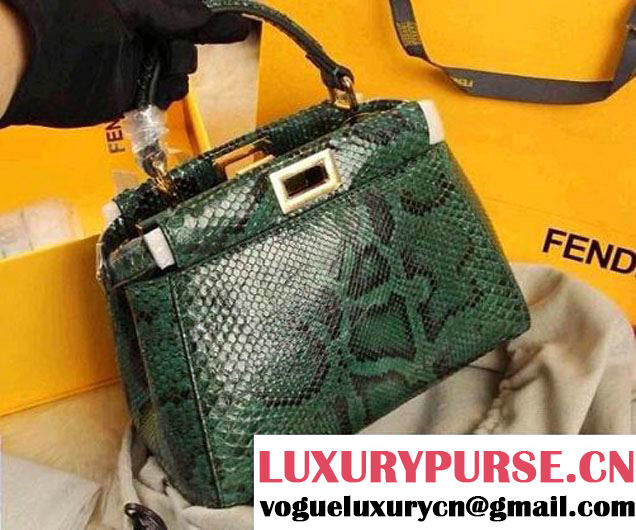 Fendi Python Mini Peekaboo Bag Green 2014