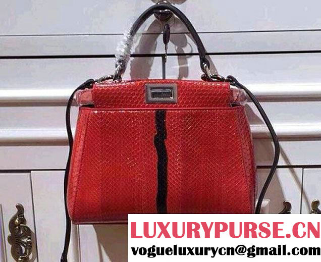 Fendi Python Mini Peekaboo Bag Red 2014