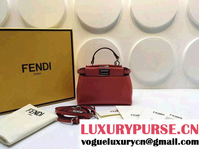 Fendi Peekaboo So Micro Tote Bag Orange 2015