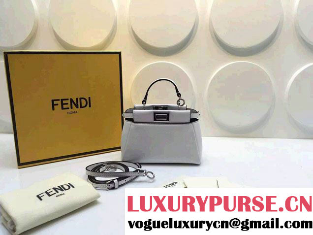 Fendi Peekaboo So Micro Tote Bag White 2015