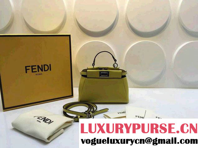 Fendi Peekaboo So Micro Tote Bag Yellow 2015