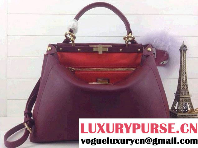 Fendi Peekaboo Medium Tote Bag Burgundy 2015