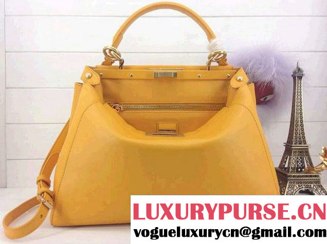 Fendi Peekaboo Medium Tote Bag Yellow 2015