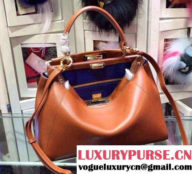 Fendi Peekaboo Medium Tote Bag Brown 2015