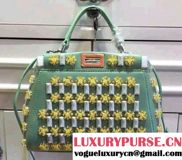 Fendi Embellished Mini Peekaboo Bag Light Green Spring Summer Runway 2015