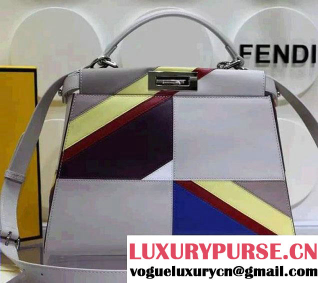 Fendi Geometric Color Block Peekaboo Bag Gray 2015/2016