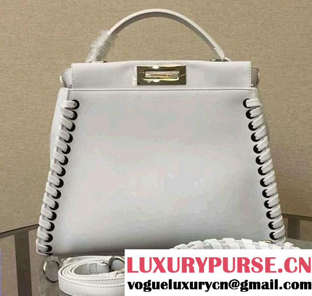 Fendi Interlaced Peekaboo Bag White 2016